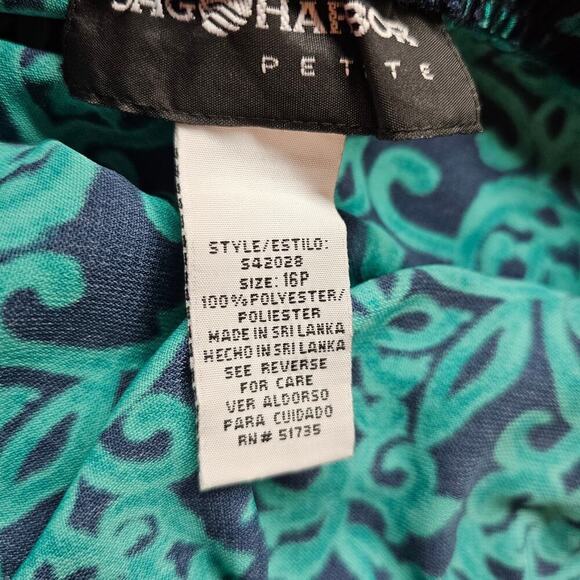 Vintage Sag Harbor Wrap Skirt Womens Size 16P Blue Abstract 90s Midi Preppy Boho - Picture 9 of 9